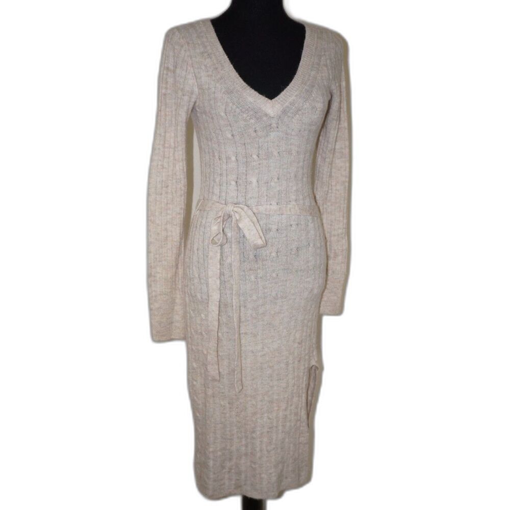 Abercrombie and Fitch Cream Tan Sweater Midi Dress